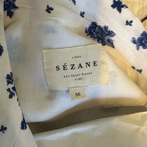 Sezane Robe Aurora Blue roses dress. - Picture 4 of 7